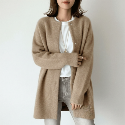 Dames Fuzzy Cardigan Geborsteld Zacht Knit Trui