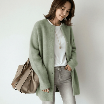 Dames Fuzzy Cardigan Geborsteld Zacht Knit Trui