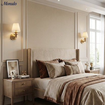 Wandlamp met stoffen kap en zwanenhalsarm – smeedijzeren armatuur met verstelbare leeslamp