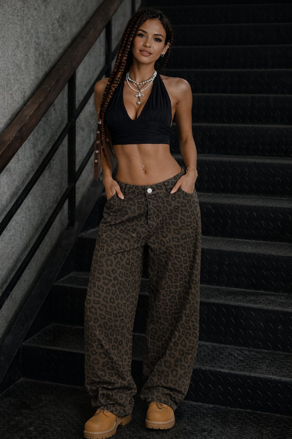 Dames Jeans Luipaardprint High Waist Stijlvol - StudioMarella