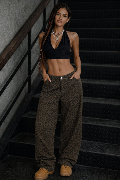 Dames Jeans Luipaardprint High Waist Stijlvol - StudioMarella