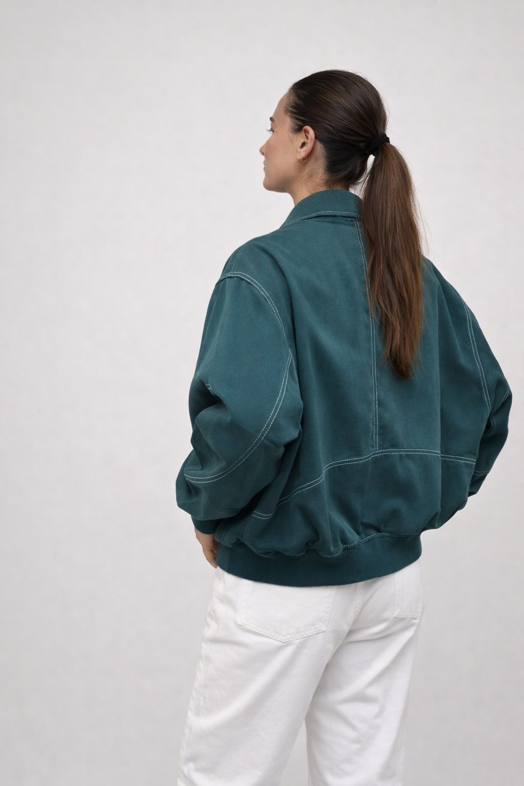 Dames Oversized JeansjasMet Pofmouwen en Stiksels