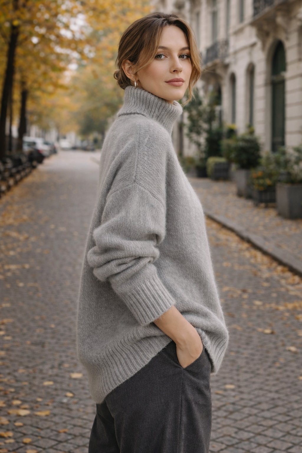 Dames Hoge Coltrui Elegante Lange Mouw