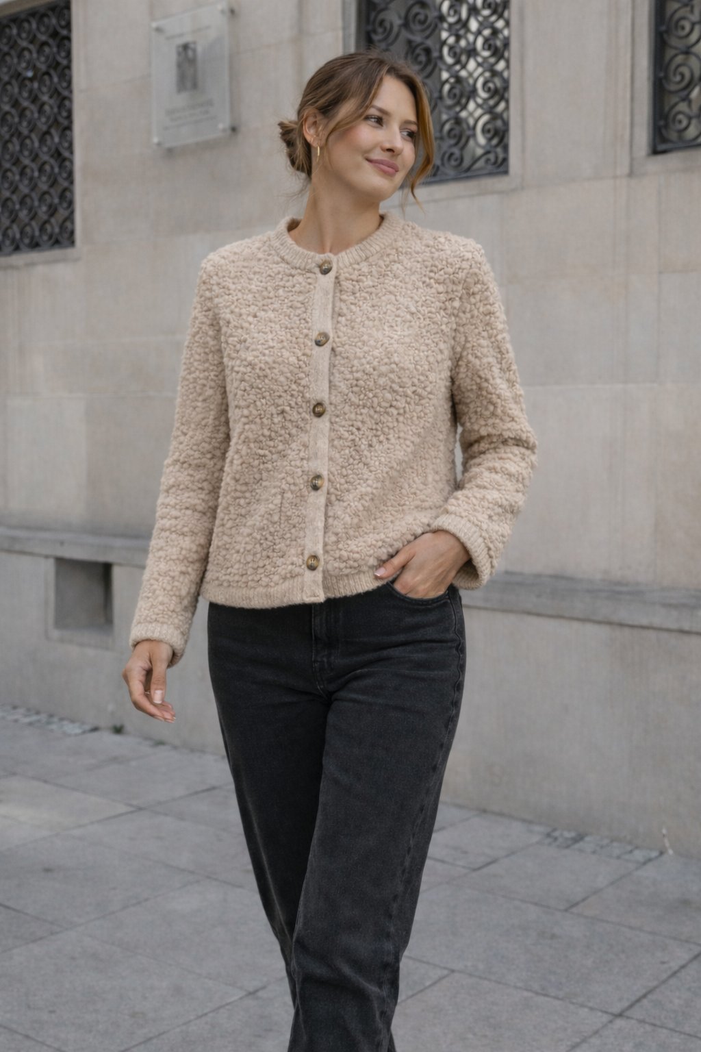 Dames Teddy Cardigan Zacht Plush Trui