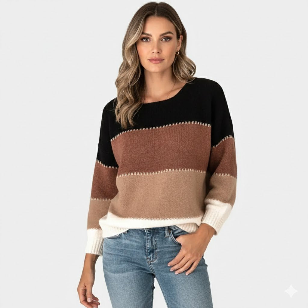 Vrouwen Trui Color Block Design Zacht en Warm