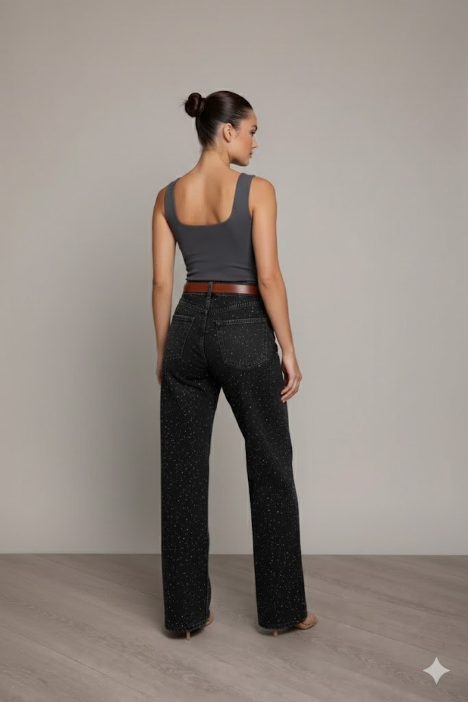 Dames Jeans met Witte Verfspat Details Trendy Kati Stijl