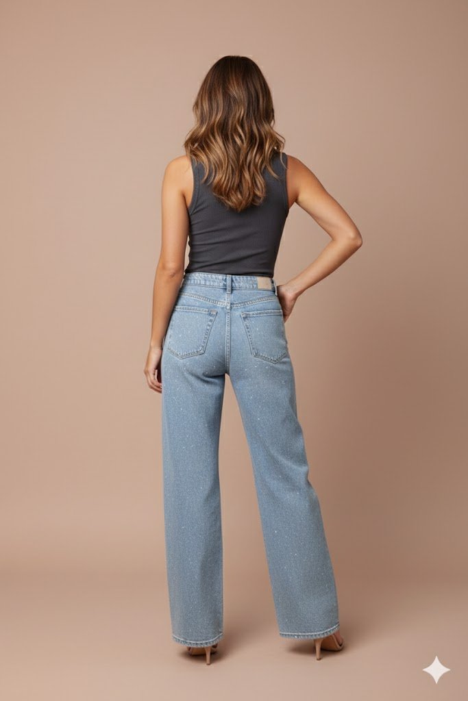 Dames Jeans met Witte Verfspat Details Trendy Kati Stijl