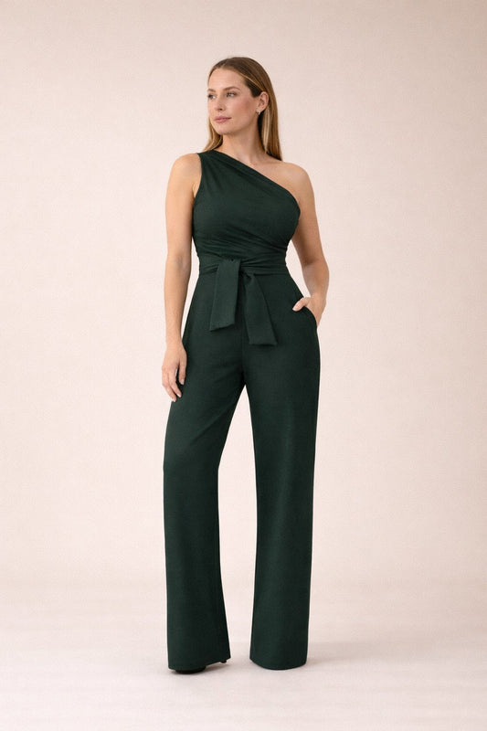 Dames Jumpsuit Eén Schouder Strikceintuur Zomer Jurk - StudioMarella