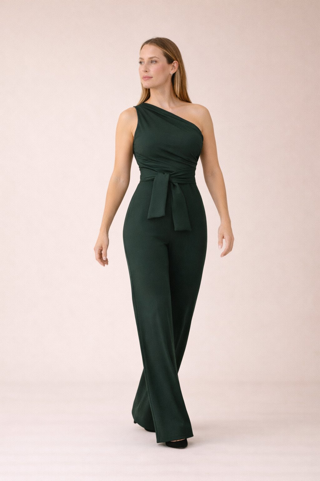 Dames Jumpsuit Eén Schouder Strikceintuur Zomer Jurk