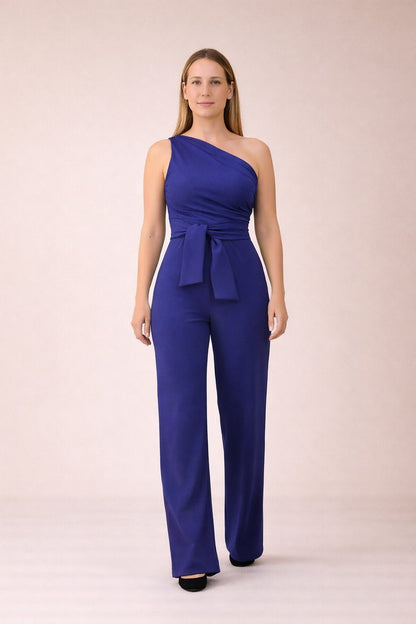 Dames Jumpsuit Eén Schouder Strikceintuur Zomer Jurk