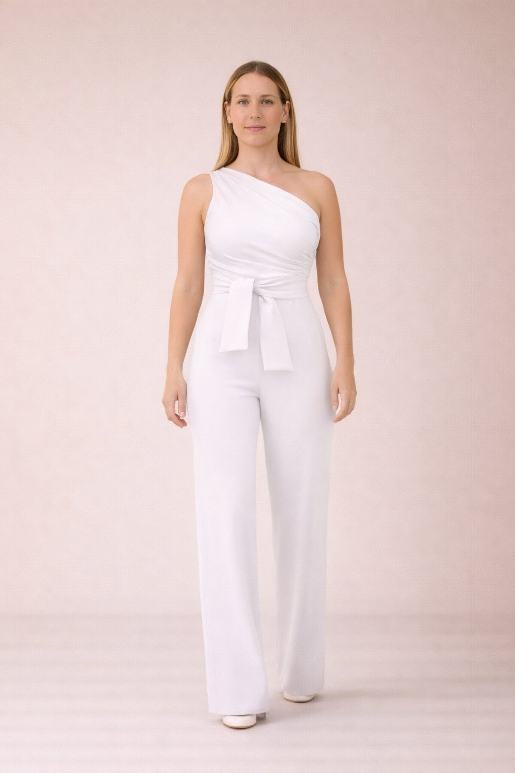 Dames Jumpsuit Eén Schouder Strikceintuur Zomer Jurk