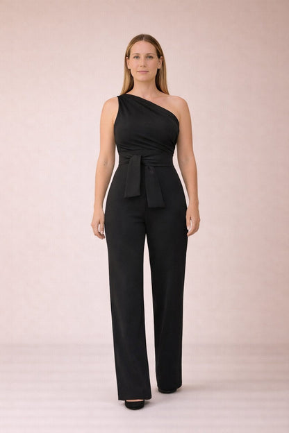 Dames Jumpsuit Eén Schouder Strikceintuur Zomer Jurk