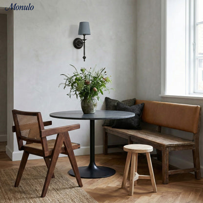 Stoffen Wandlamp met Vintage Koperen Afwerking – Sfeervolle Verlichting voor Hal, Slaapkamer en Woonkamer