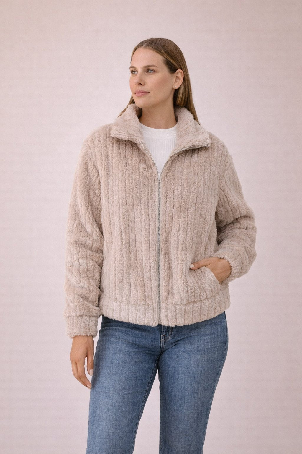 Dames Fuzzy Jas Oversized Kraag Zacht en Warm - StudioMarella