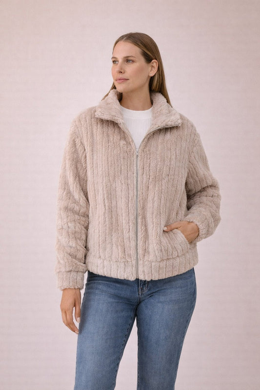 Dames Fuzzy Jas Oversized Kraag Zacht en Warm - StudioMarella