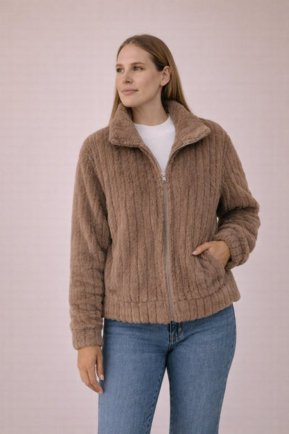 Dames Fuzzy Jas Oversized Kraag Zacht en Warm