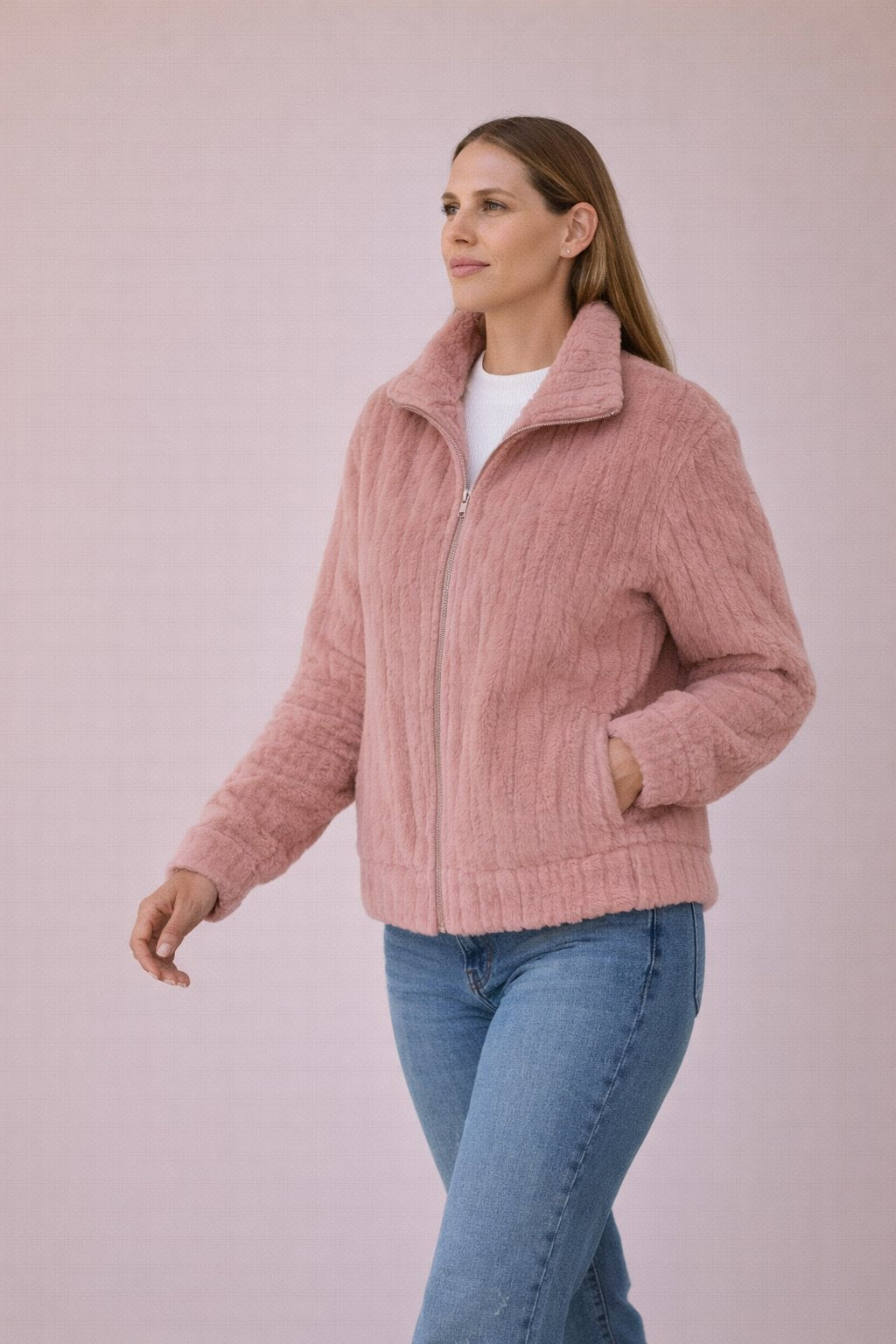 Dames Fuzzy Jas Oversized Kraag Zacht en Warm