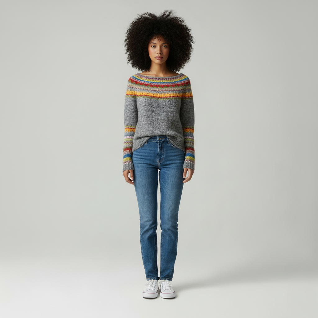 Dames Trui Geometrisch Patroon Fair Isle Stijl
