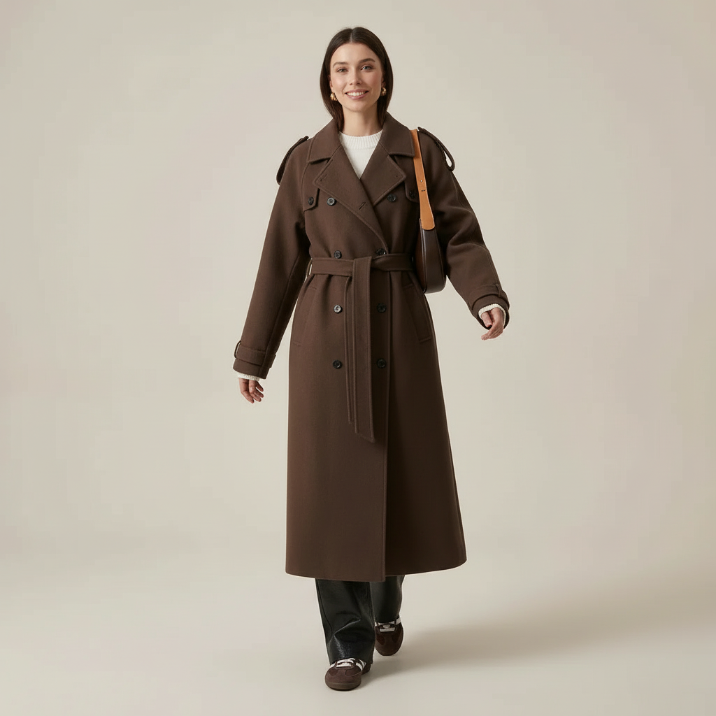 Dames Trench Coat Double-breasted met Ceintuur - StudioMarella