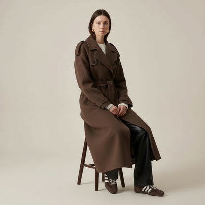 Dames Trench Coat Double-breasted met Ceintuur