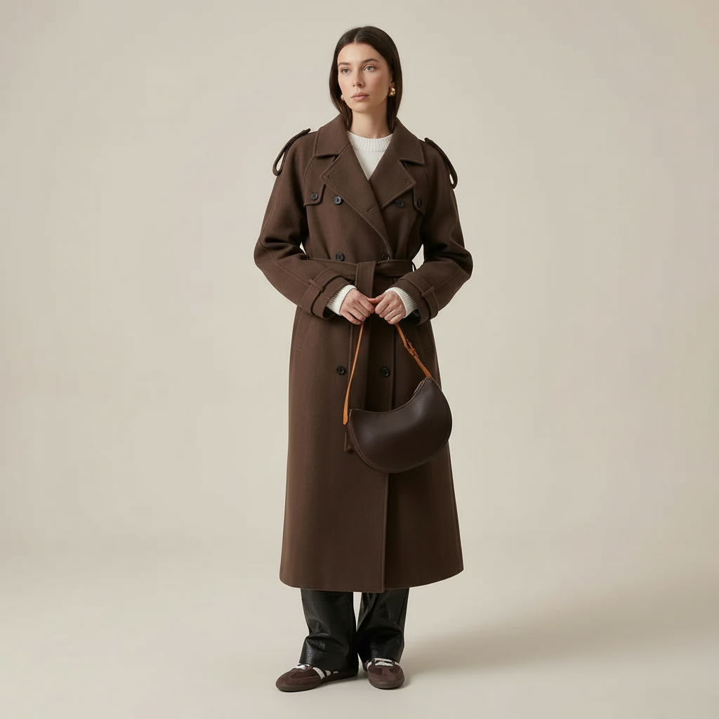 Dames Trench Coat Double-breasted met Ceintuur