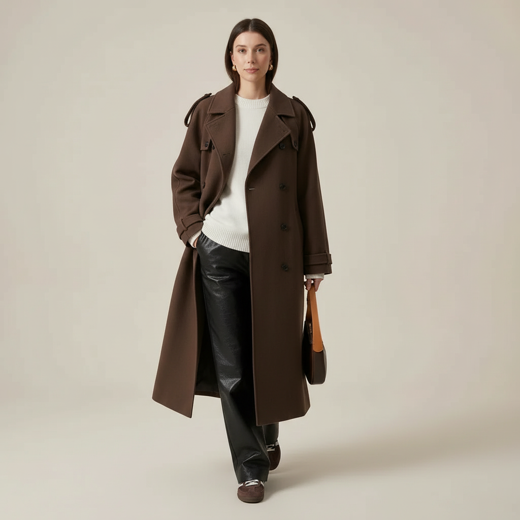 Dames Trench Coat Double-breasted met Ceintuur