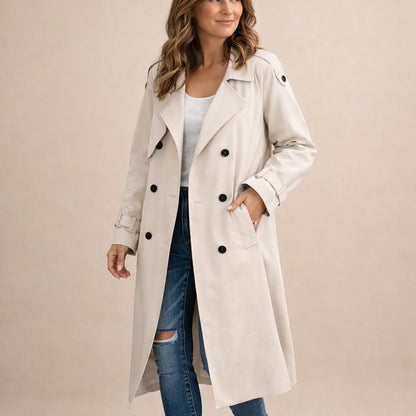 Dames Trenchcoat Dubbelrijige Sluiting met Ceintuur Klassiek