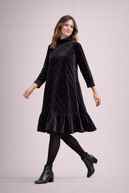 Dames Jurk met Ruches en Diamant Quilt Stof
