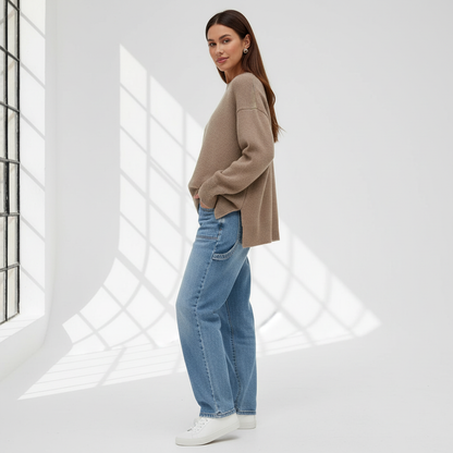 Dames Sweater Oversized Relaxed Fit met Ribbelzoom