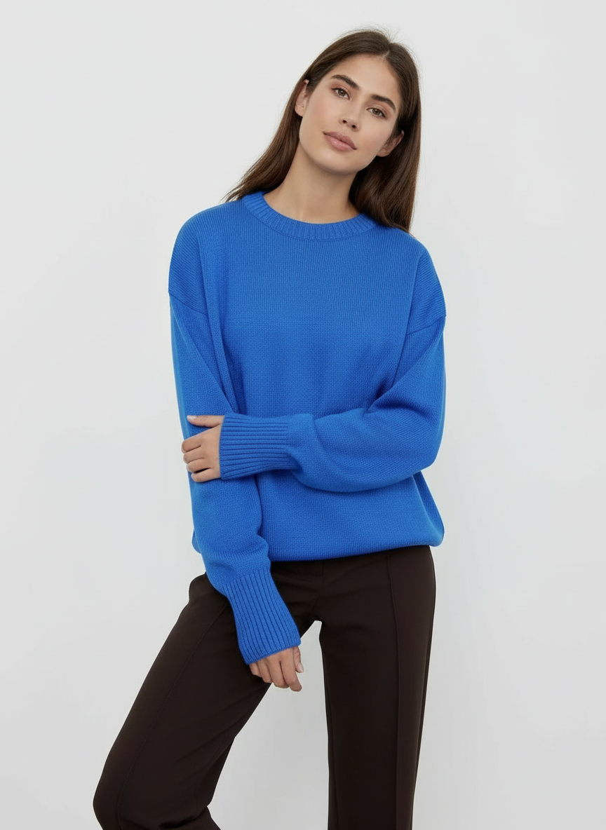 Dames Sweater Oversized Relaxed Fit met Ribbelzoom