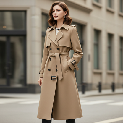 Trenchcoat Dames Dubbele Knopen Geruit klassiek design - StudioMarella