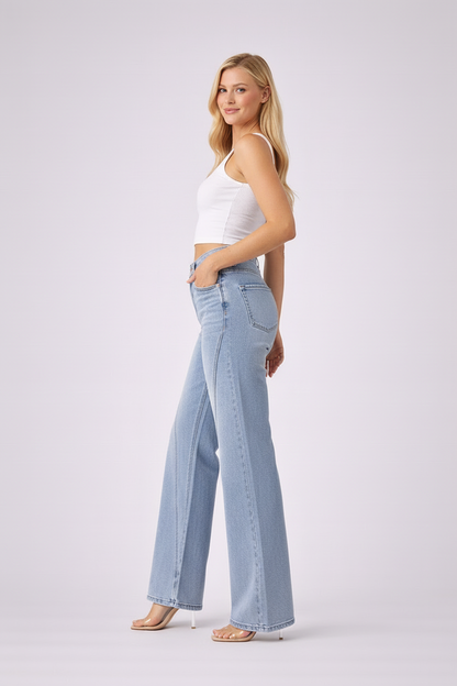 Dames High-Waist Flare Jeans met Naaddetail Stijlvol