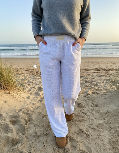 Dames Lounge Broek Elastische Taille Streep Patroon Comfortabel - StudioMarella