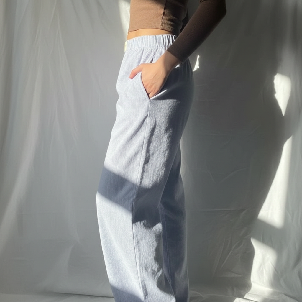 Dames Lounge Broek Elastische Taille Streep Patroon Comfortabel