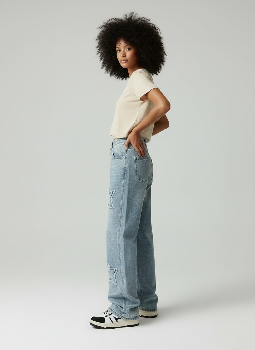 Dames Jeans Baggy Losse Fit Sterrenprint