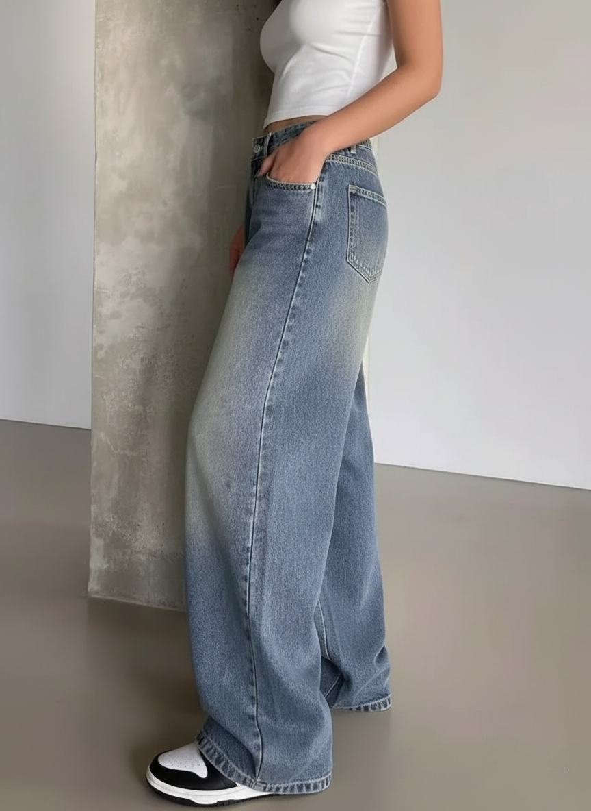 Dames Jeans Wijde Pijpen Comfortabele Stijl