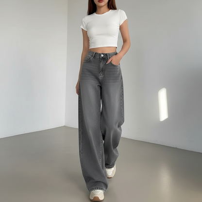 Dames Jeans Wijde Pijpen Comfortabele Stijl