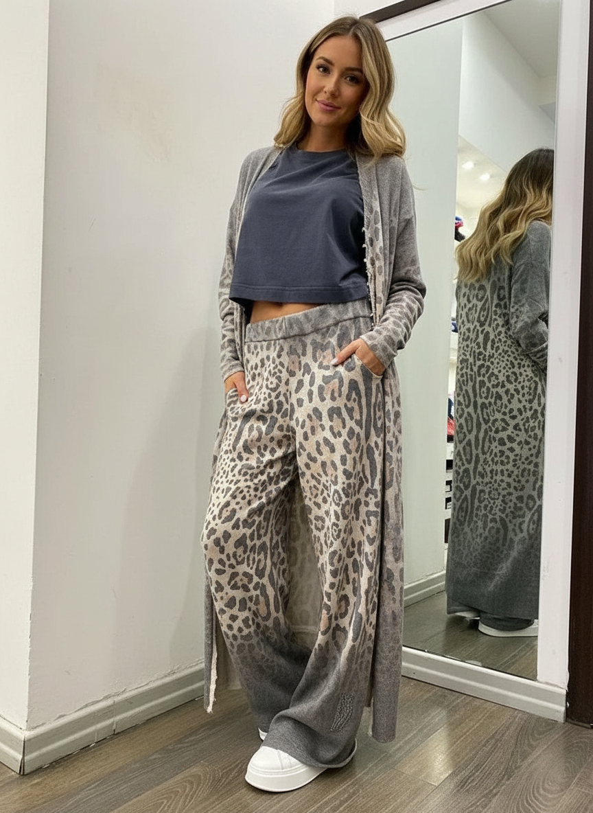 Vrouwen Loungewear Set Luipaardprint Zacht en Comfortabel