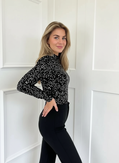 Dames Top met Glimmende Pailletten Glitter Effect