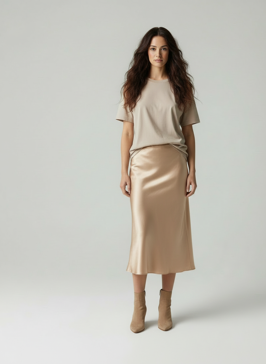 Vrouwen Rok Satijnen Stof Elegante Afwerking