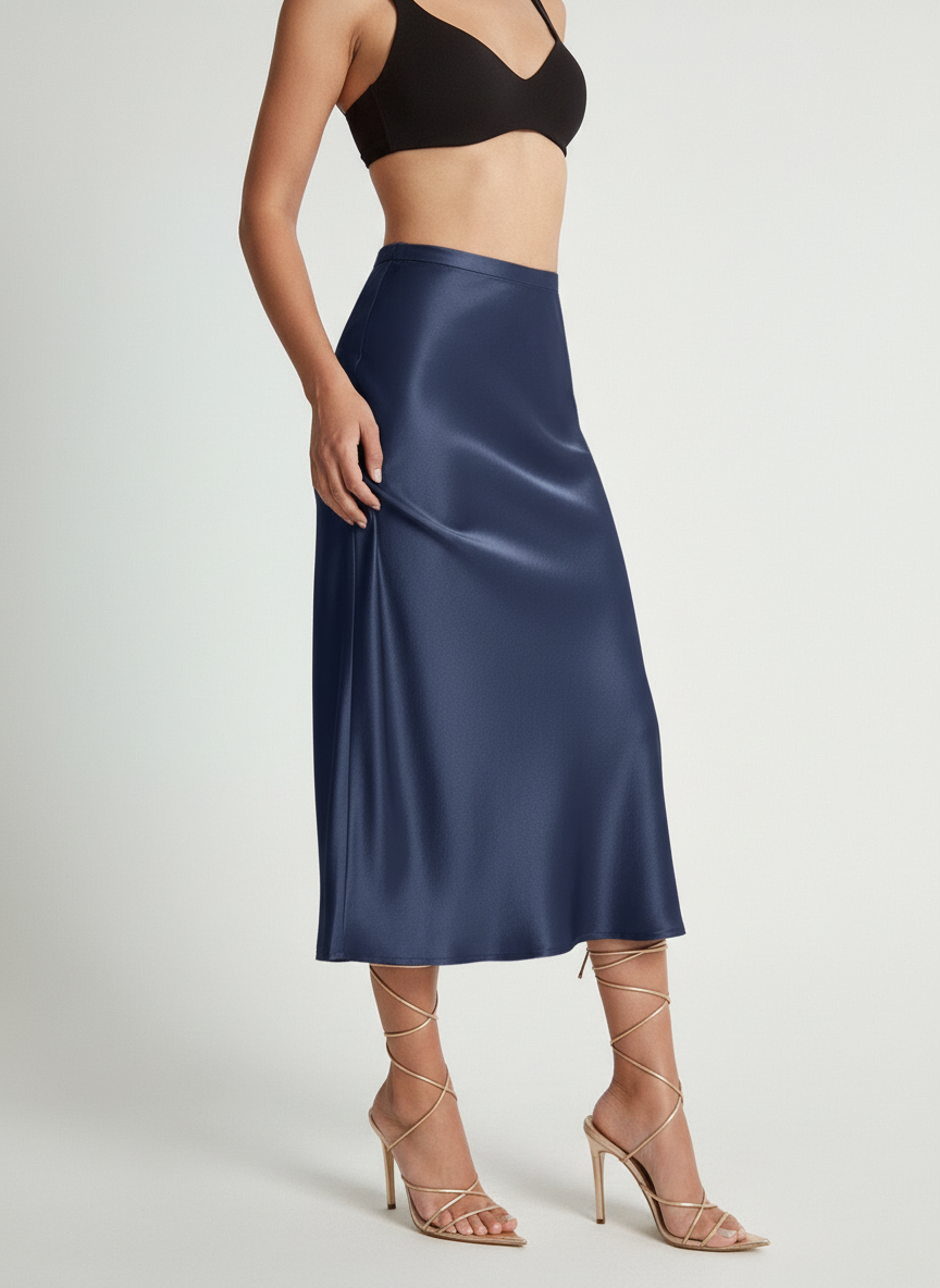 Vrouwen Rok Satijnen Stof Elegante Afwerking