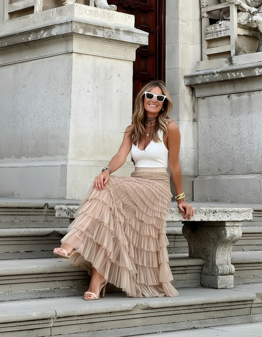 Dames Maxi Rok Gelaagd Rok met Ruffles Zomer Jurk Stijl