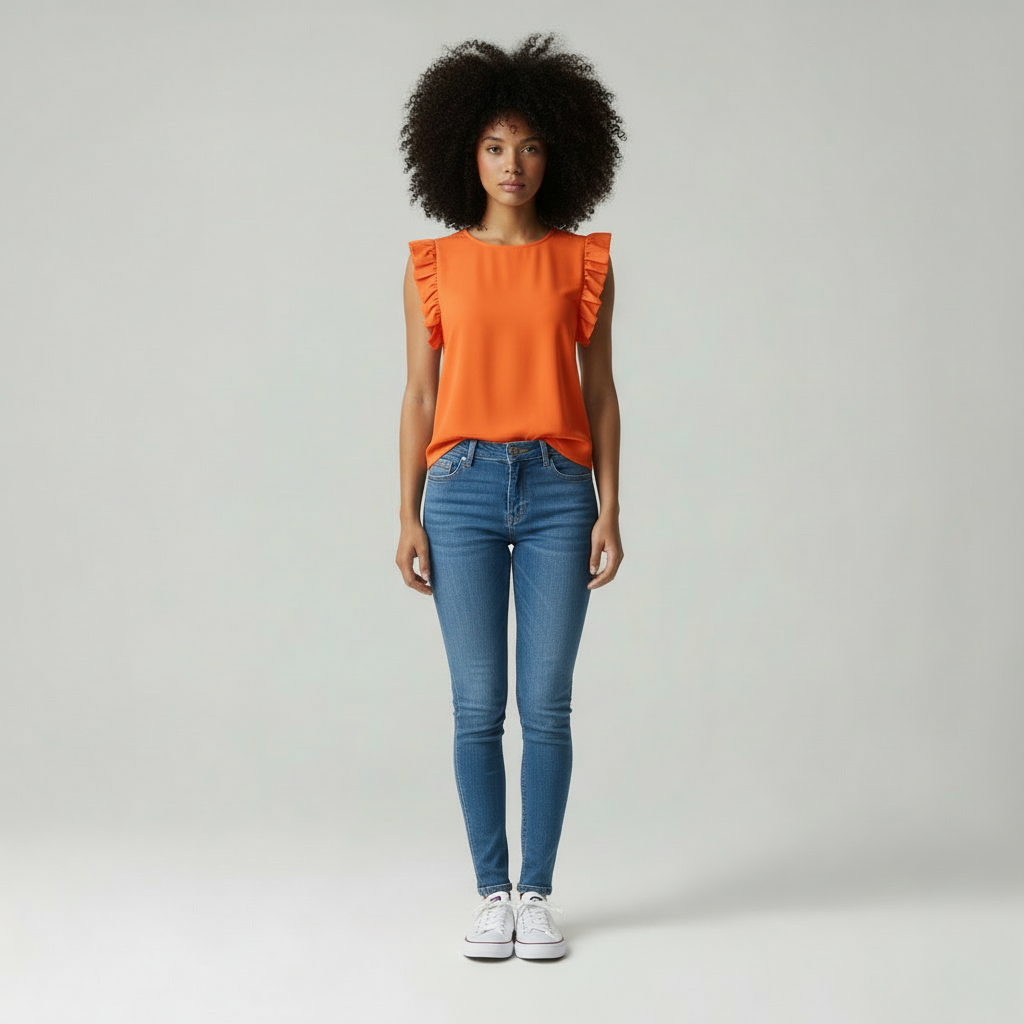 Dames Top met Ruches en Pofmouwen