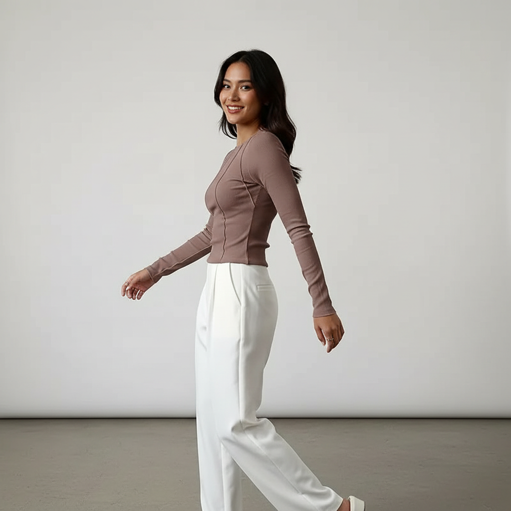 Dames Top Lange Mouwen Unieke Naaddetails Elegant Design