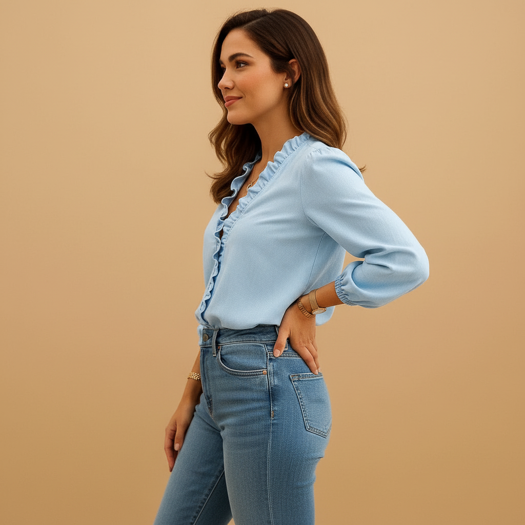 Vrouwelijke Blouse met Ruches en Elegante Stijl