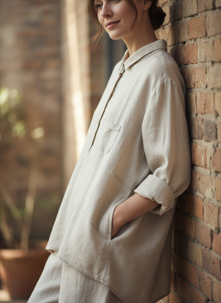 Vrouwen Tuniek Shirt Met Borstzak Relaxt en Comfortabel