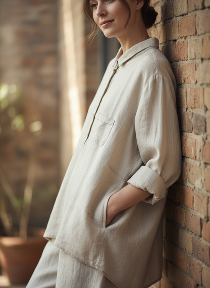 Vrouwen Tuniek Shirt Met Borstzak Relaxt en Comfortabel