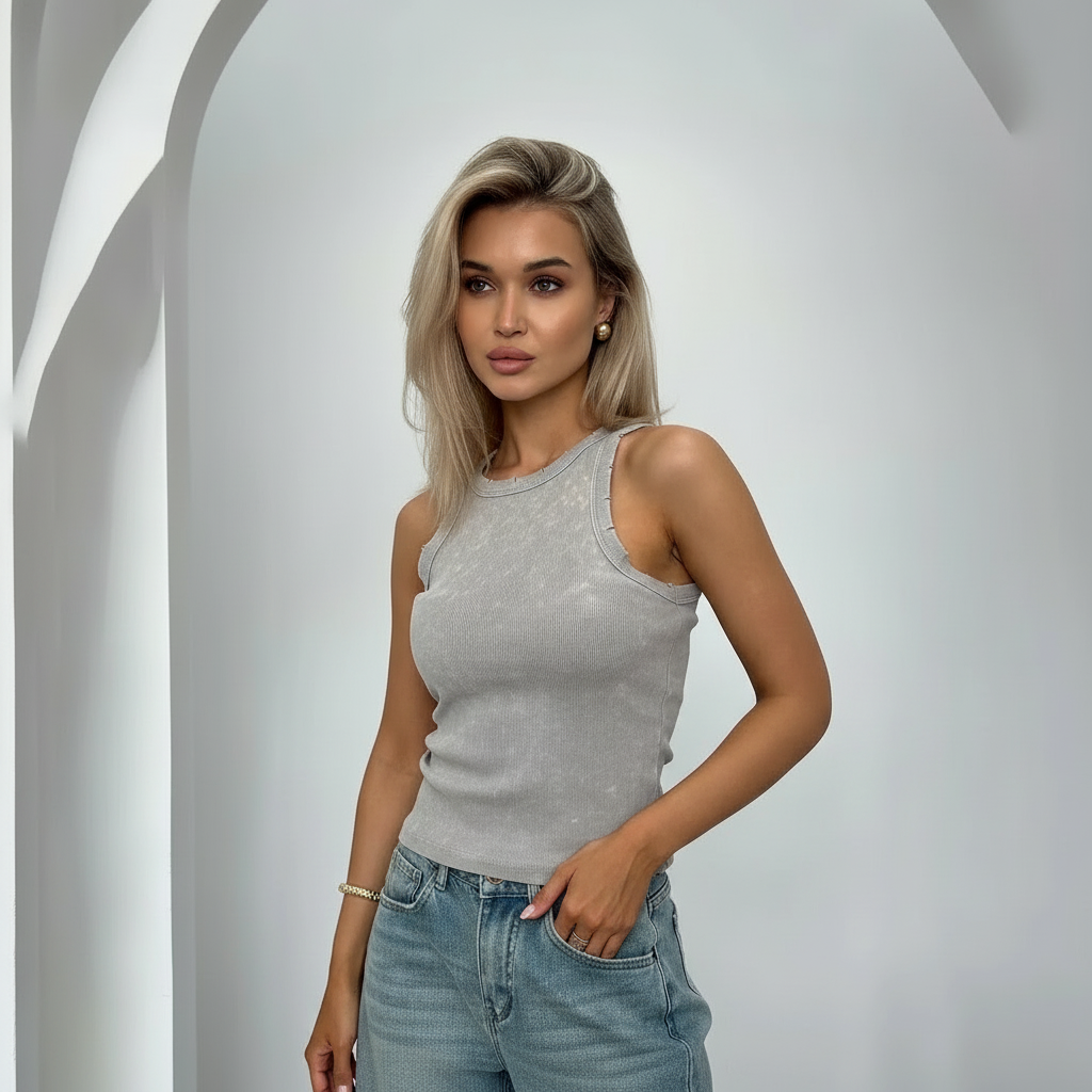 Dames Tanktop Verweerd Distressed Look - StudioMarella