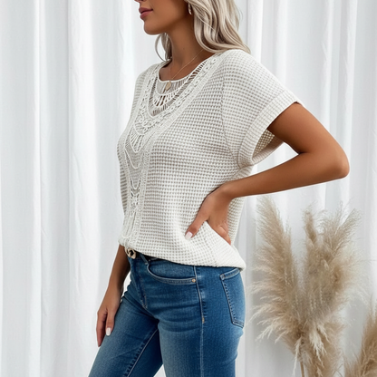Dames Blouse met Kanten Haakwerk Details
