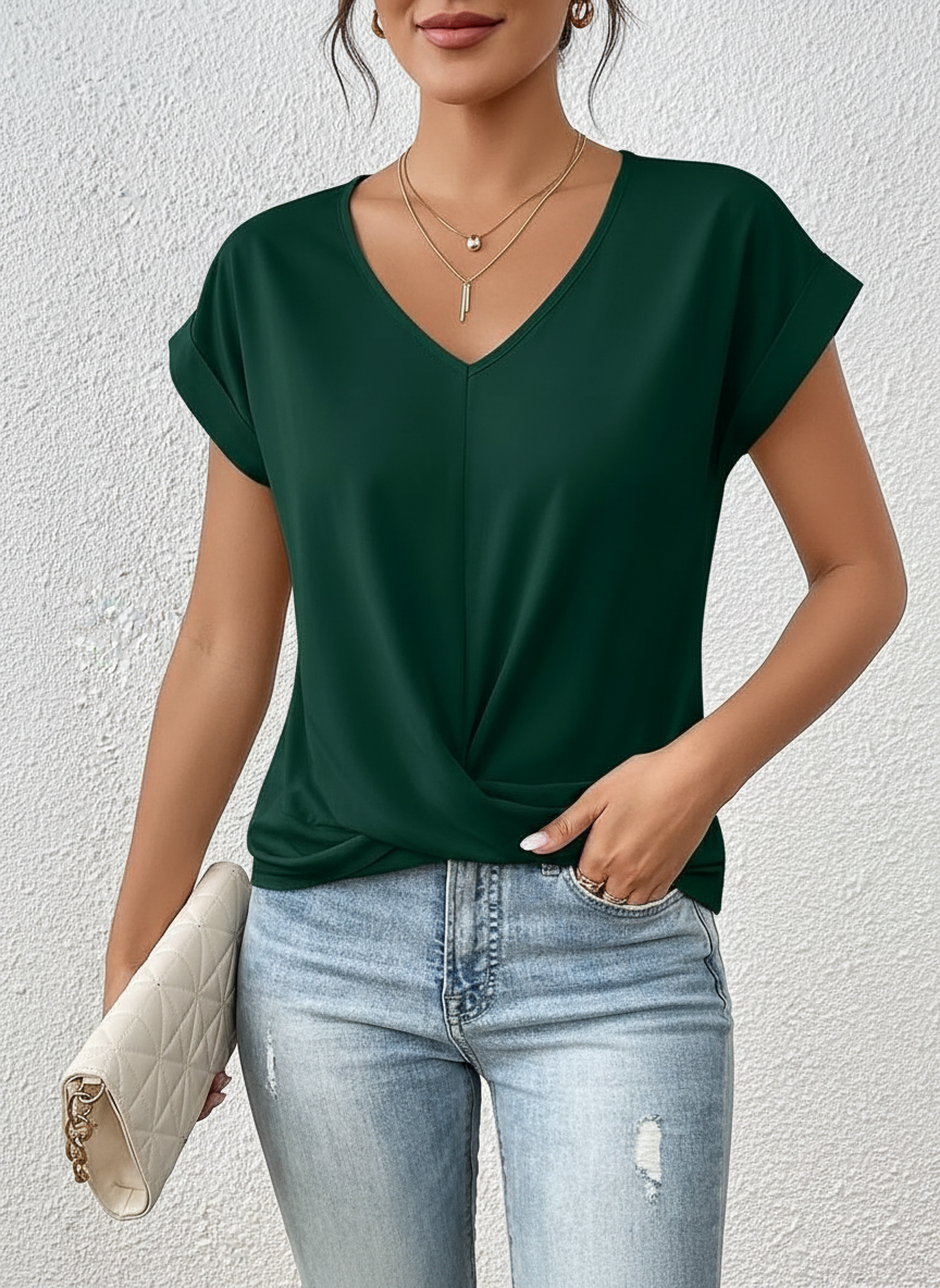 Vrouwen Top met Knoop Detail aan de Voorkant